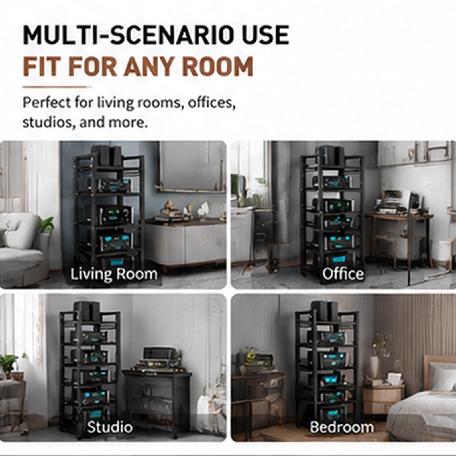 Estantería estéreo con Ruedas Soporte Multimedia Soporte de Esquina