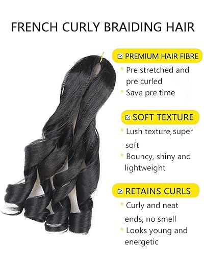 Miniatura 2 de Cabello rizado francés para trenzar de 8 pulgadas, pelo corto rizado negro preestirado para niños, 8 paquetes de rizos franceses, trenzas con