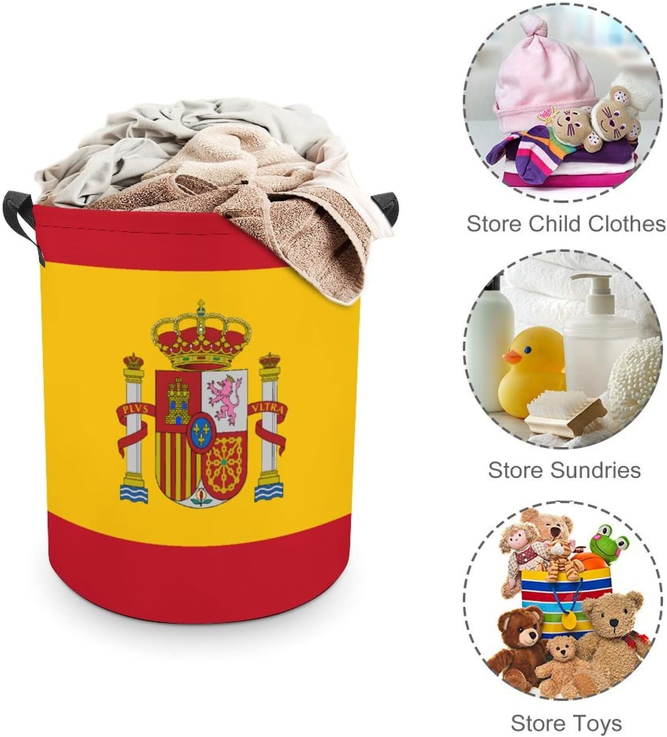 Spain Spanish Flag National Emblem Laundry Hamper Basket for Home Bathroom | clothes storage,handle,large capacity,oxford