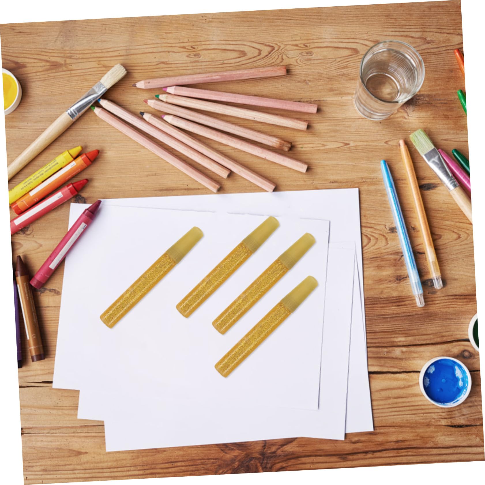 Glitzer Klebestifte Gold für Kinder, 50 Stück für Bastelarbeiten | Kunst und Scrapbooking, Kartenherstellung, Glatte Anwendung, Glänzender Effekt