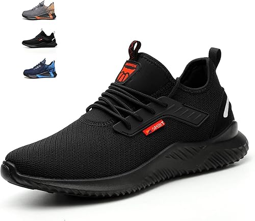 ulogu Steel Toe Sneakers for Men Women Breathable and Lightweight Safety Construction Work Shoe
