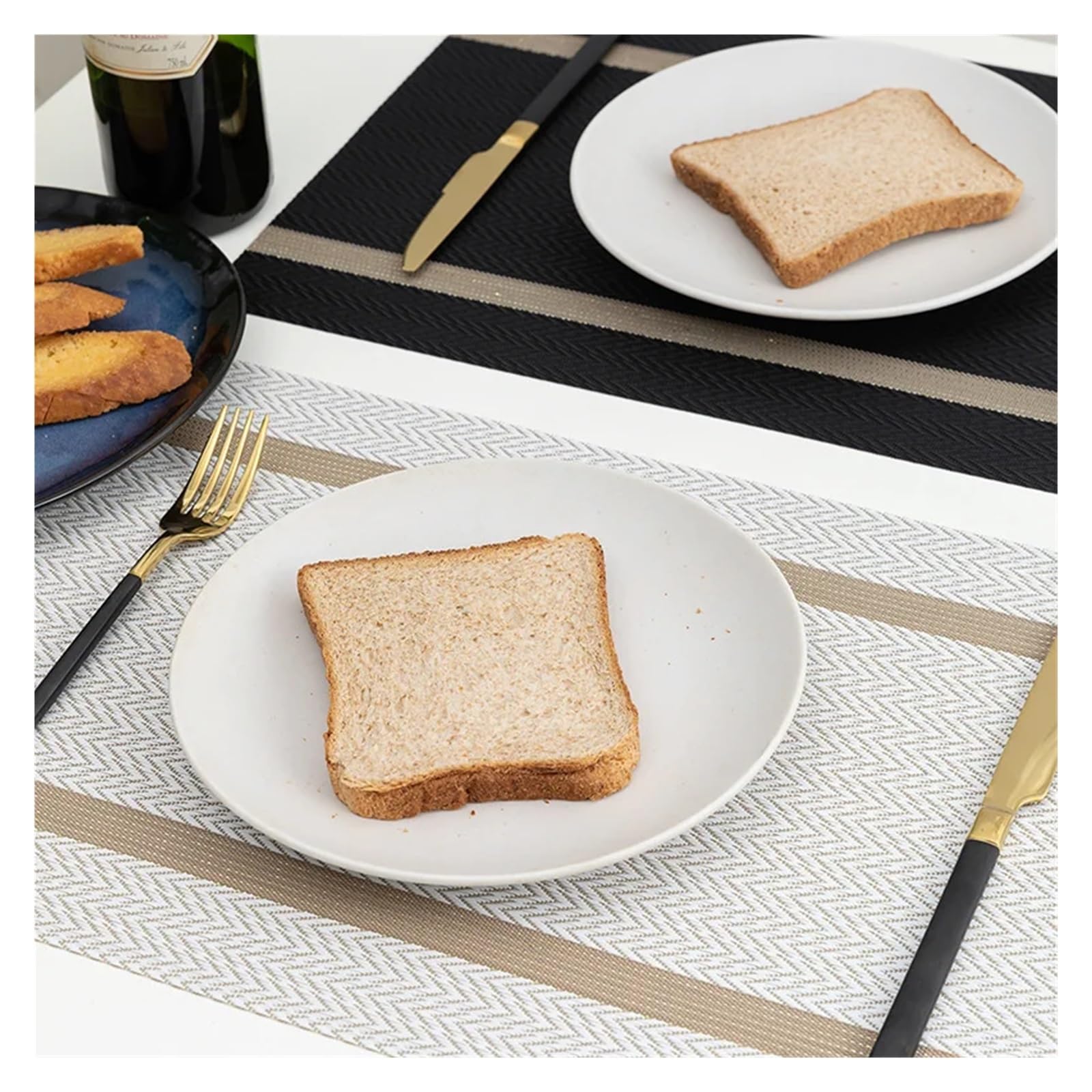 Décoration de Table, Sets de Table, Set de 4 Sets de Table en Silicone doré pour la Cuisine et la Salle à Manger.
