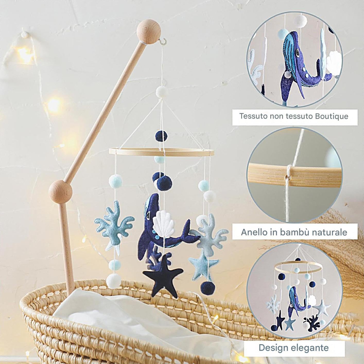Mobile Marino per Culla - Mobili Unisex a Tema Sottomarino,Giochi da Viaggio per Bambini Asilo Strollino Casa Lettino Scuola Materna Area Giochi