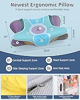 Vista 4 de Almohada cervical cervical para aliviar el dolor, almohada ergonómica para dormir de lado para apoyar el cuello, almohadas ortopédicas de espuma