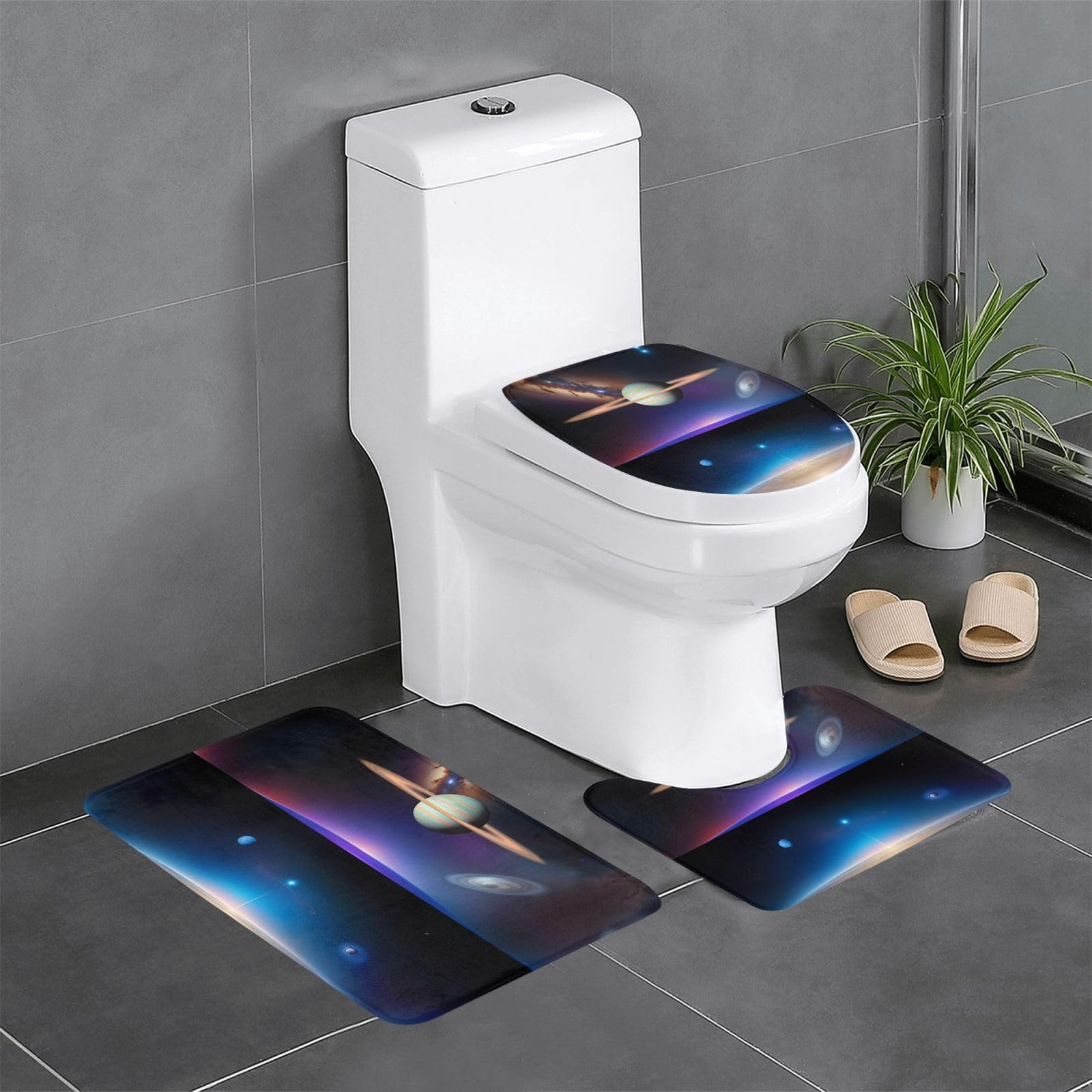 Tapis de salle de bain absorbant Cosmic Saturn lot de 3 pour sol de cuisine lavabo et WC