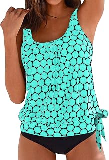 2025 Camisa de Manga Larga para Hombre Elegante Conjunto Tankini para Mujer, Vacaciones de Verano Moda Playa Bikini Estampado Floral Traje de Dos Piezas Traje de Baño Cómodo Militar