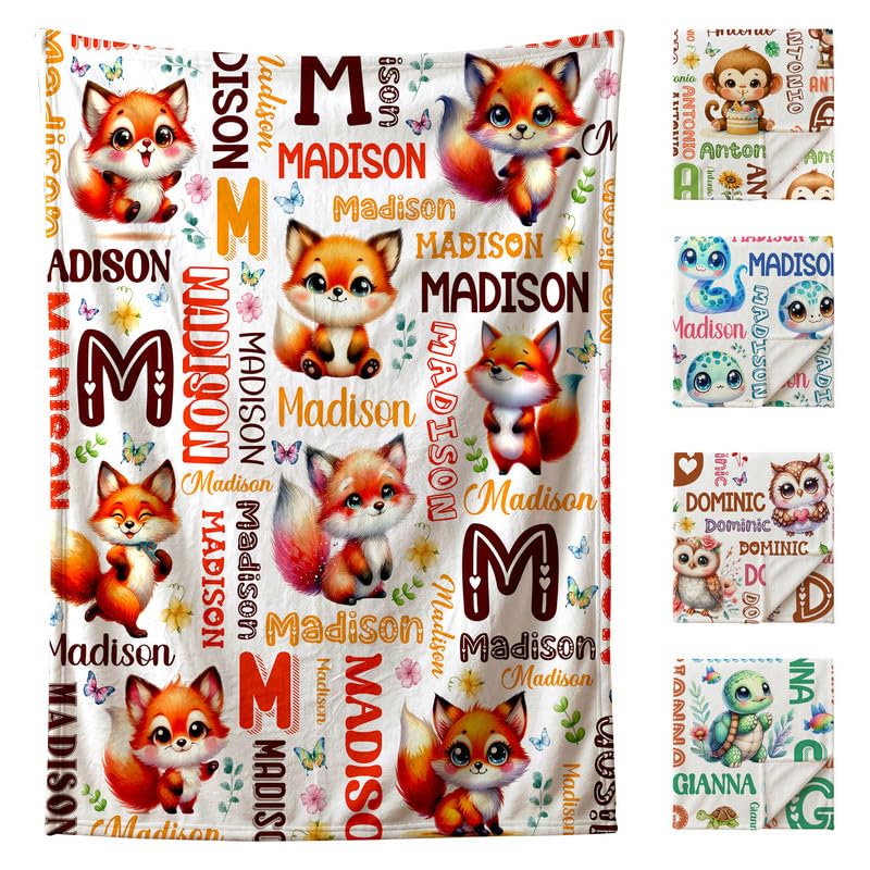 Image of Custom Fox Blanket for Boys Girls,Ultra Soft Personalized Gifts Baby Blanket,Customized Throw for Toddlers Newborn Stroller Crib,50 inchx60 inch