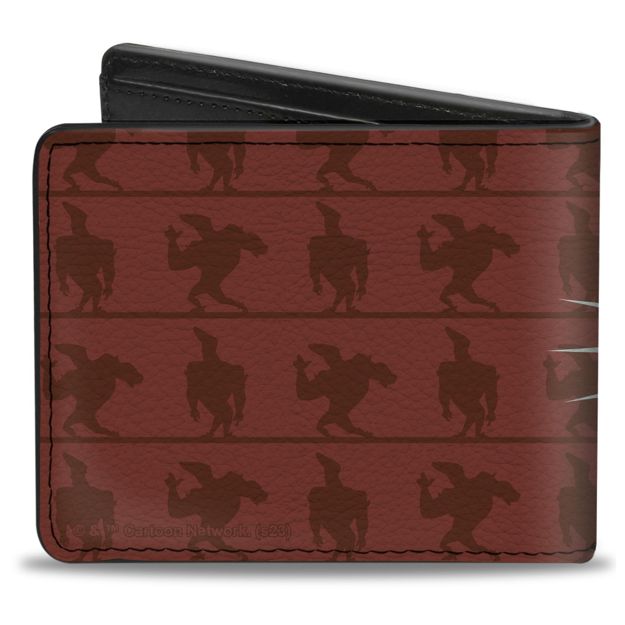Warner Bros. Animation Wallet, Bifold, Johnny Bravo Title Logo and Flex Pose Turns Reds, Vegan Leather