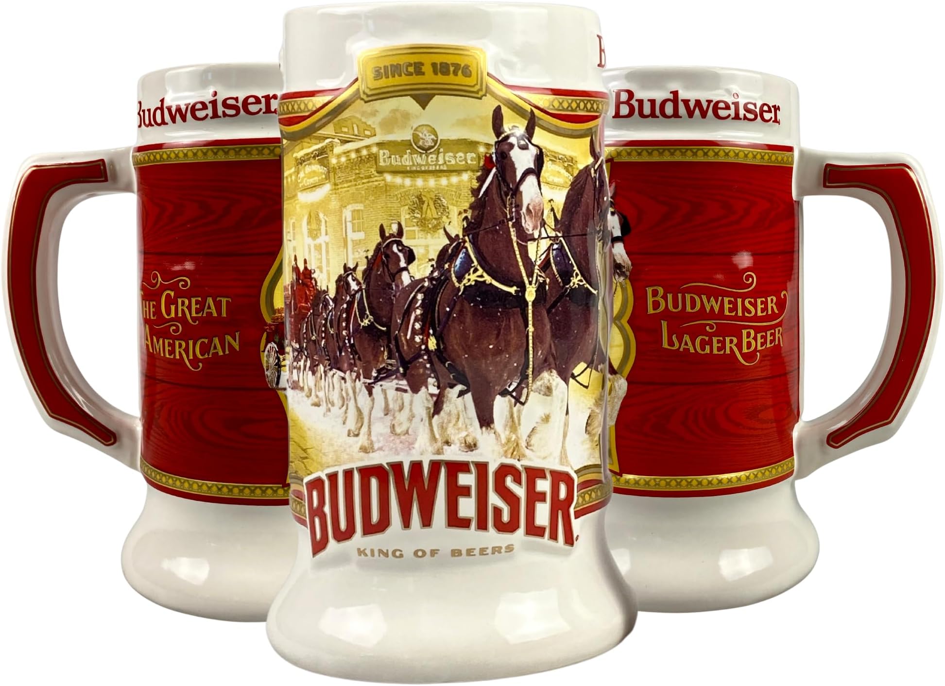 Budweiser 2024 91st Anniversary Limited Edition Collectors SERIES #45 Clydesdale Holiday Stein - Ceramic Beer Mug - Christmas Gift for Men, Father, Husband - Collectable Room Decor for Den, Man Cave