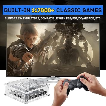 NGARY Super Console X PRO Plus, Retro Game Console 256GB Built-in 117,000+ Games with 2 Wireless Controllers, Compatible with PS1/PSP/MAME, Video Game Console Systems for 4K TV HD/AV Outp