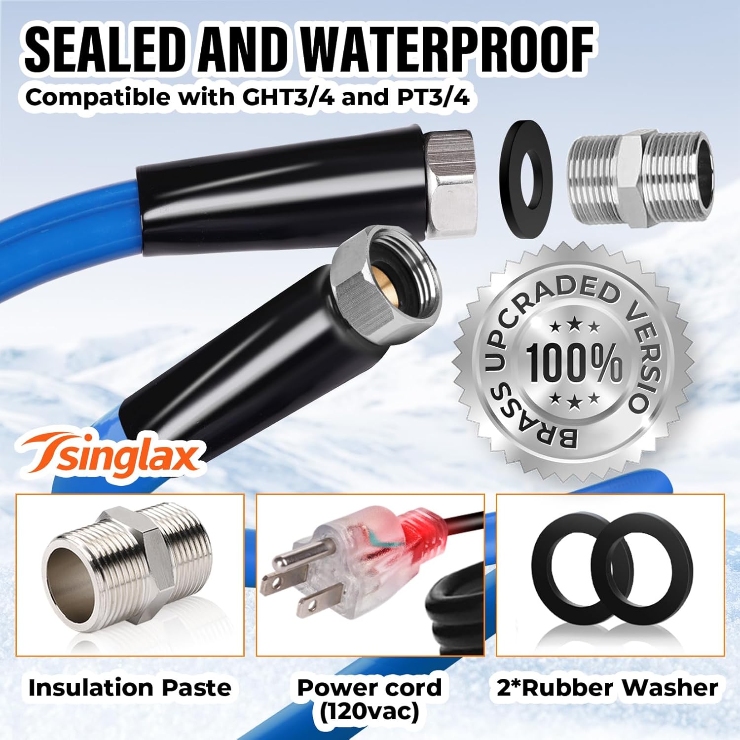 15FT 30FT Heated Water Hose for Rv,-45 ℉ Antifreeze Heated Garden Water Hose,Lead-Free & BPA-Free, Rv Freshwater Hoses with Fittings, Rv Accessories