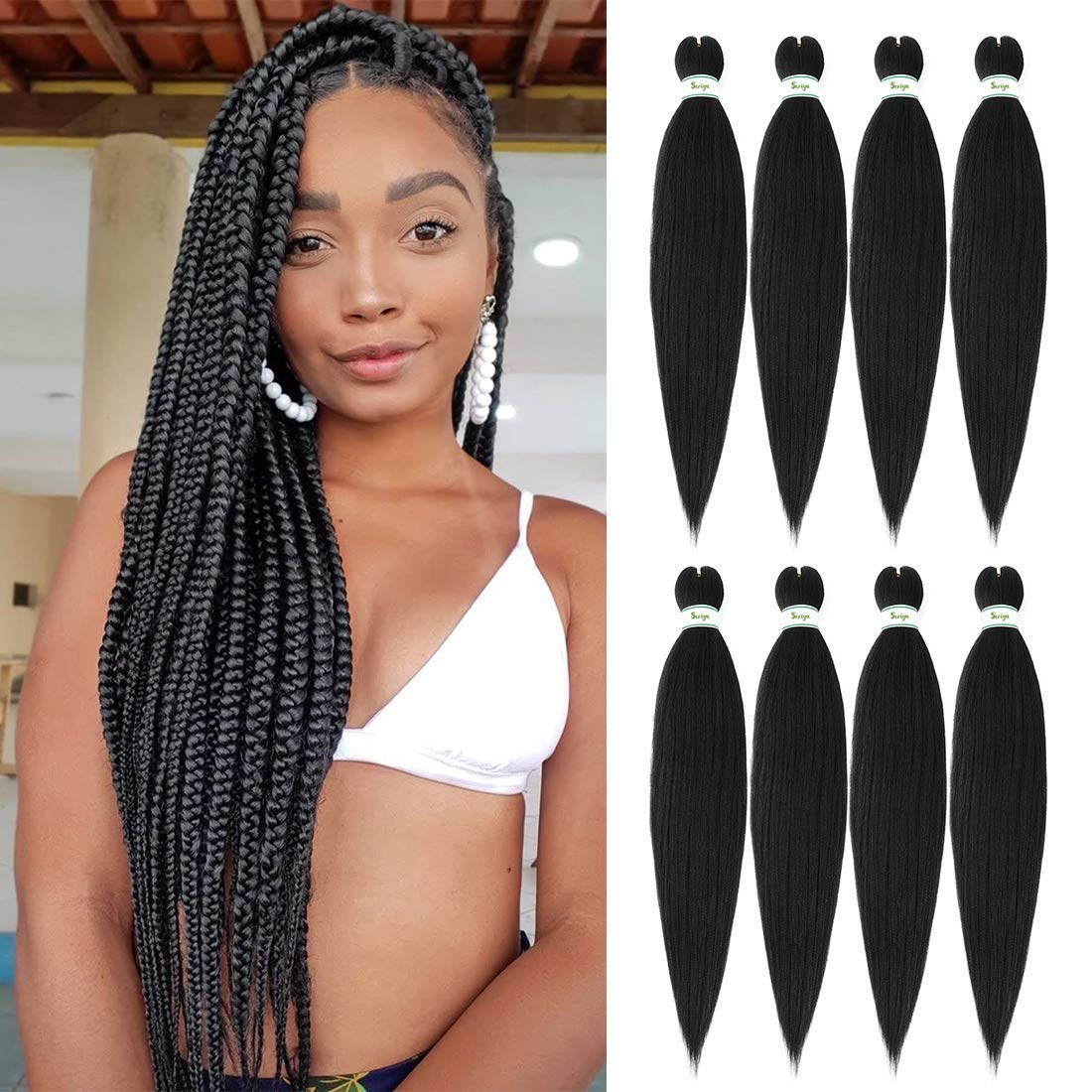 Buy 8 Packs Pre stretched Braiding Hair 26 Inch Easy Braid Crochet Hair