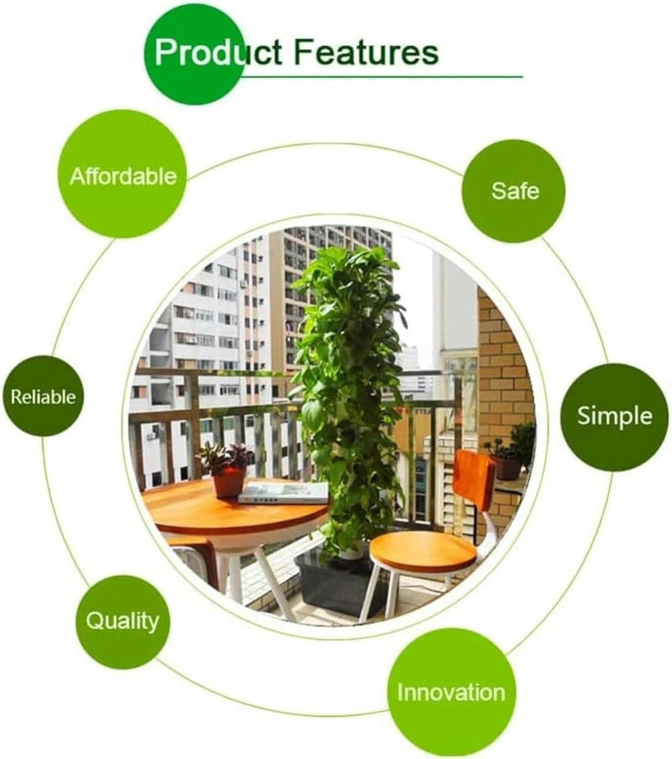 Hydroponics Tower, Hydroponic Growing System, Aeroponics Grow Kit ICS Planting System, forFruits and Vegetables with Hydrating Pump, Adapter, Seeding Bed,Net Pots/1pc