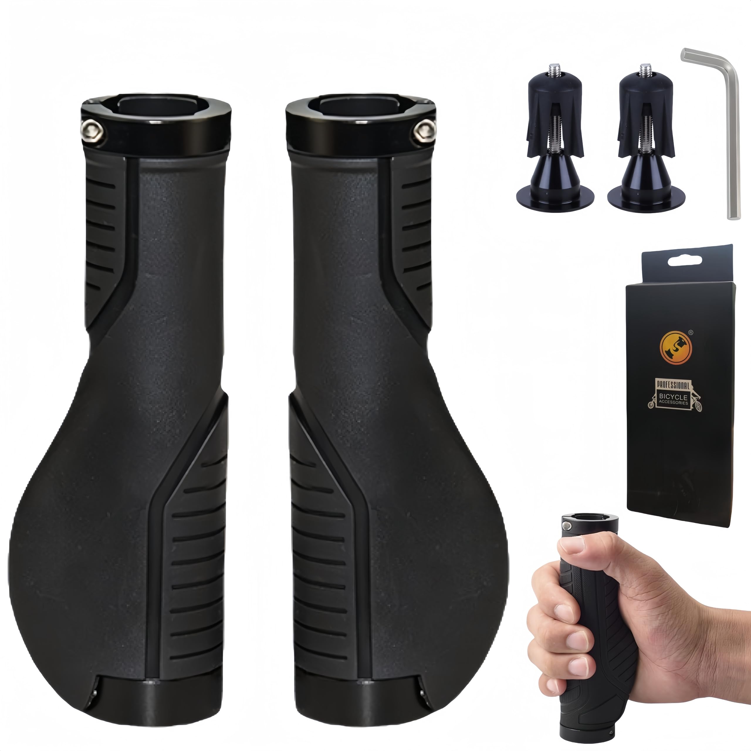 Poignées Vélo LEXICANMHS – PU Antidérapant, Ergonomiques, 22,2 Mm, Avec Bouchons Alu
