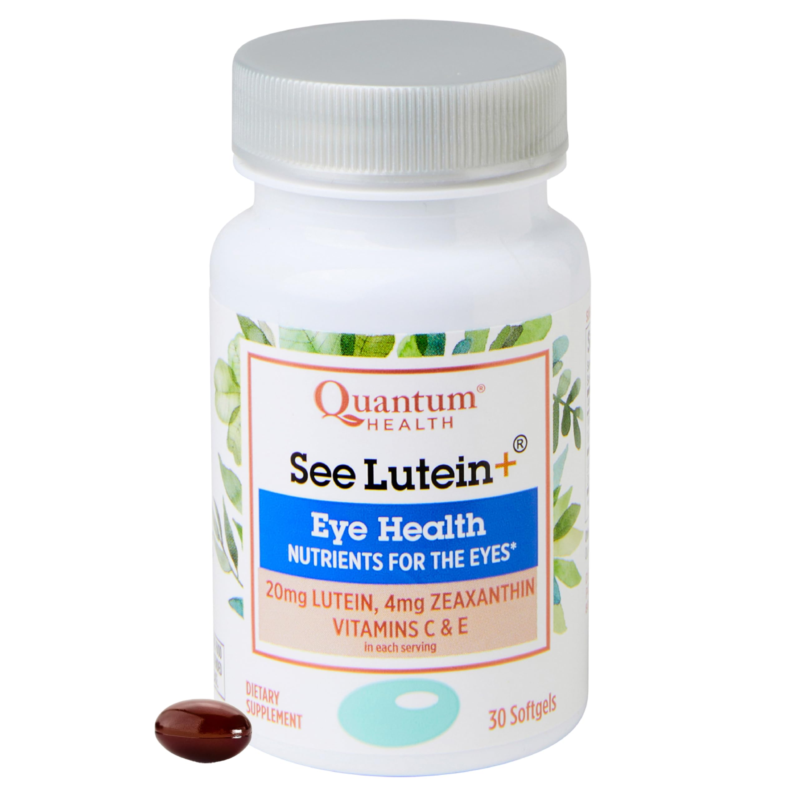 Quantum Health See Lutein+, Lutein & Zeaxanthin Eye Supplement, with Eye Vitamins C and E, Helps Maintain Overall Eye Health - 30 Softgels, 30-Day Supply