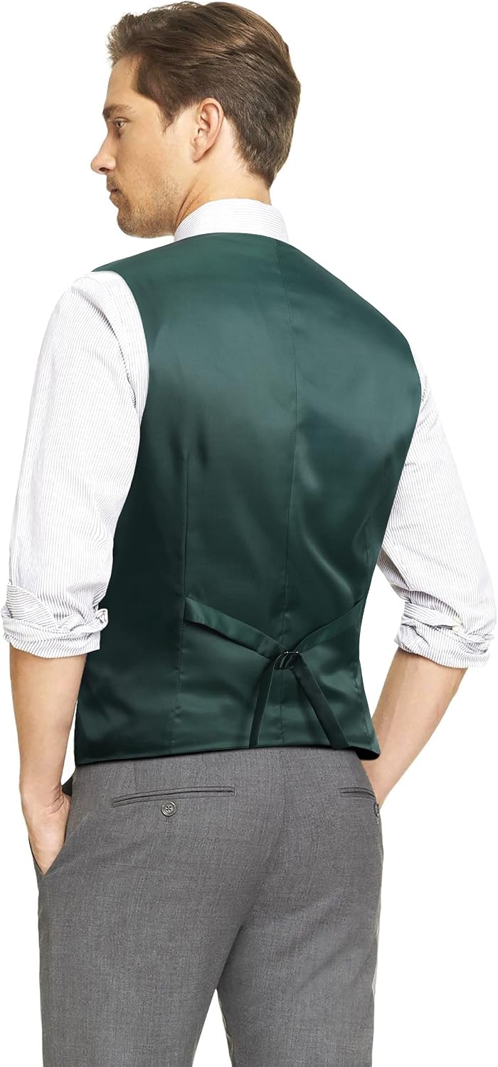 HISDERN Men's Herringbone Tweed Vest British Wedding Premium Wool Blend Suit Vest Business Formal Dress Vests Waistcoat
