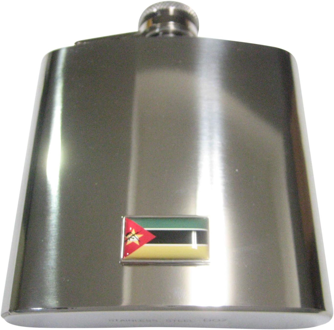 Kiola Designs Thin Bordered Republic of Mozambique Flag 6 Oz. Stainless Steel Flask