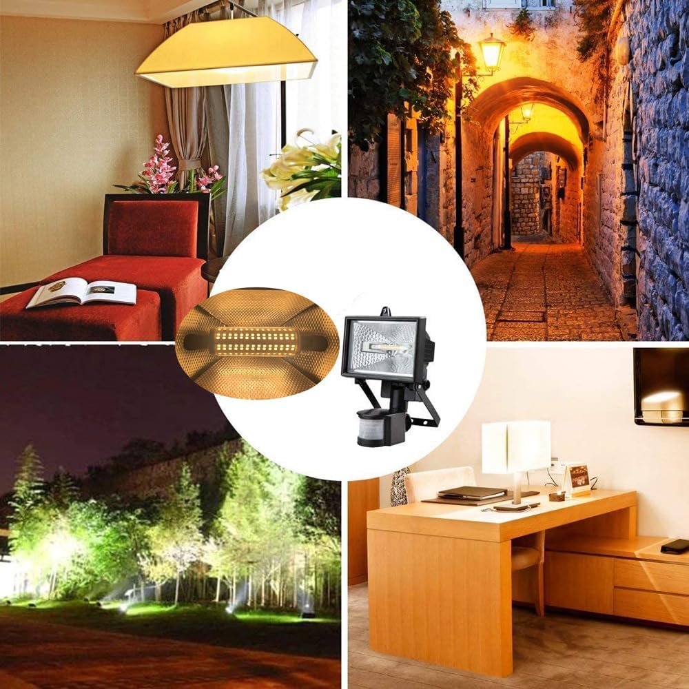 R7S 118mm LED Bulb 10W, Dimmable J Type Double Ended Flood Light (100W Halogen T3 Replacement), 120V 1000 Lumen 3000K, Wall Security Floor Standing Lamp for Work and Home, Pack of 4 (Warm White)