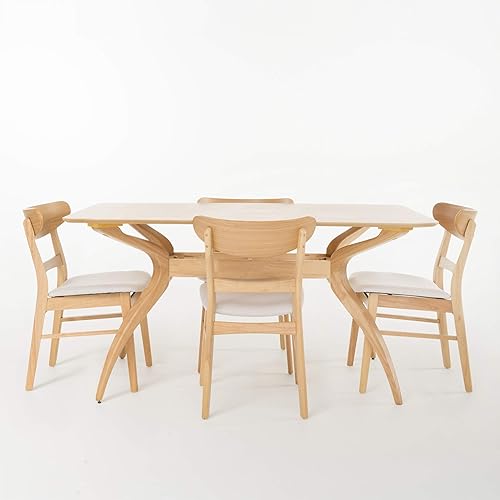 Miniatura 10 de Christopher Knight Home Idalia - Juego de comedor rectangular de patas curvas, 5 piezas, roble natural y té verde