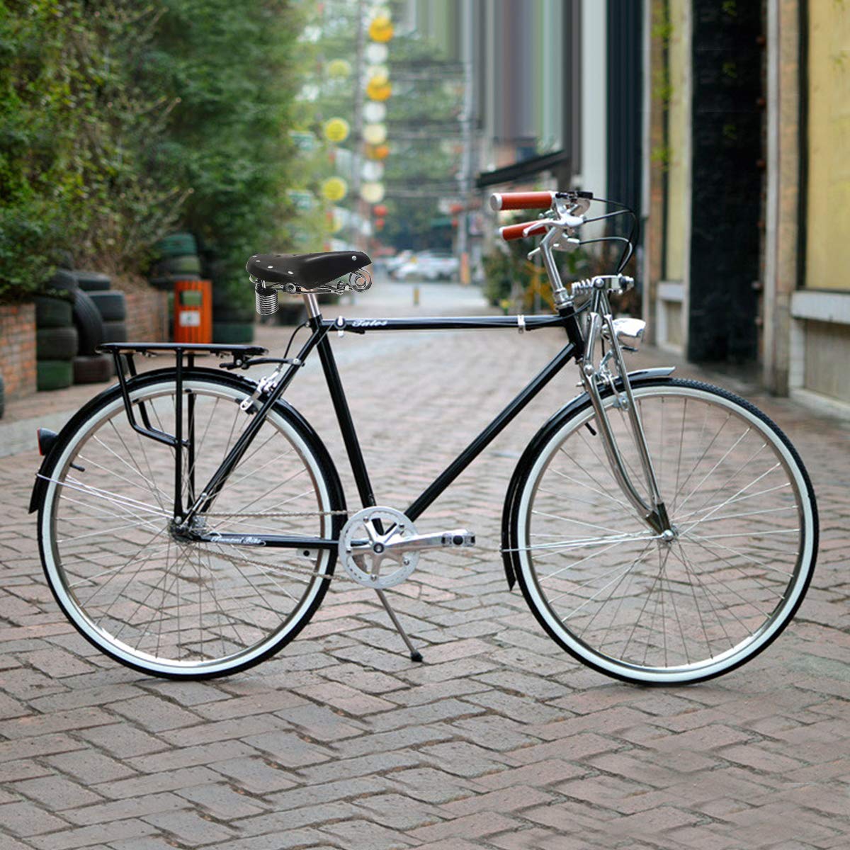 Selle vélo cuir ressort ancien-AliExpress