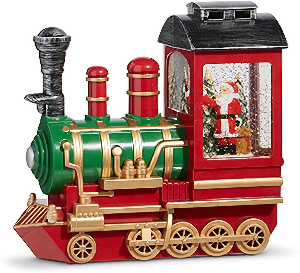 RAZ Imports Santa and Cardinal Musical Lighted Water Train, 8.75-inch Height, Christmas Decor, Holiday Season, Table and Shelve Accent