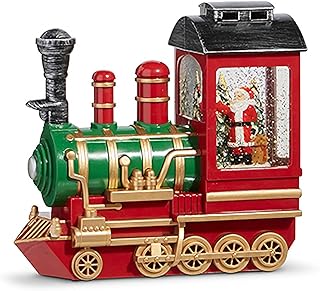 RAZ Imports Santa and Cardinal Musical Lighted Water Train, 8.75-inch Height, Christmas Decor, Holiday Season, Table and Shelve Accent