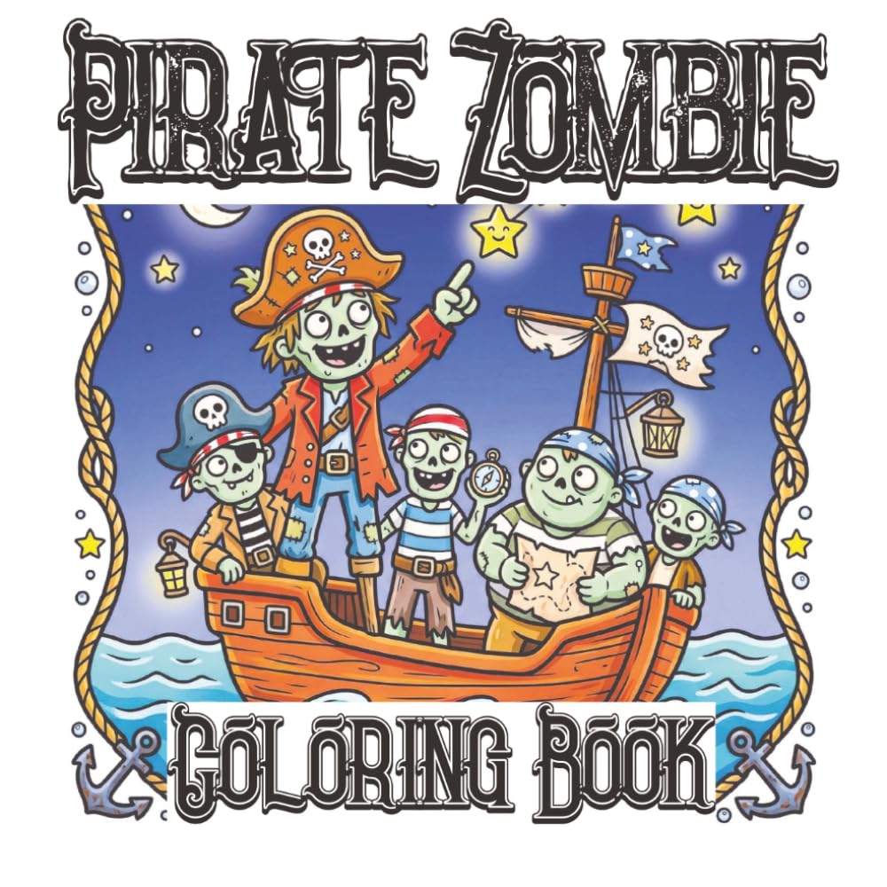 Pirate Zombie Coloring Book: Fun, Easy and Spooky Pirate Coloring Pages for Kids