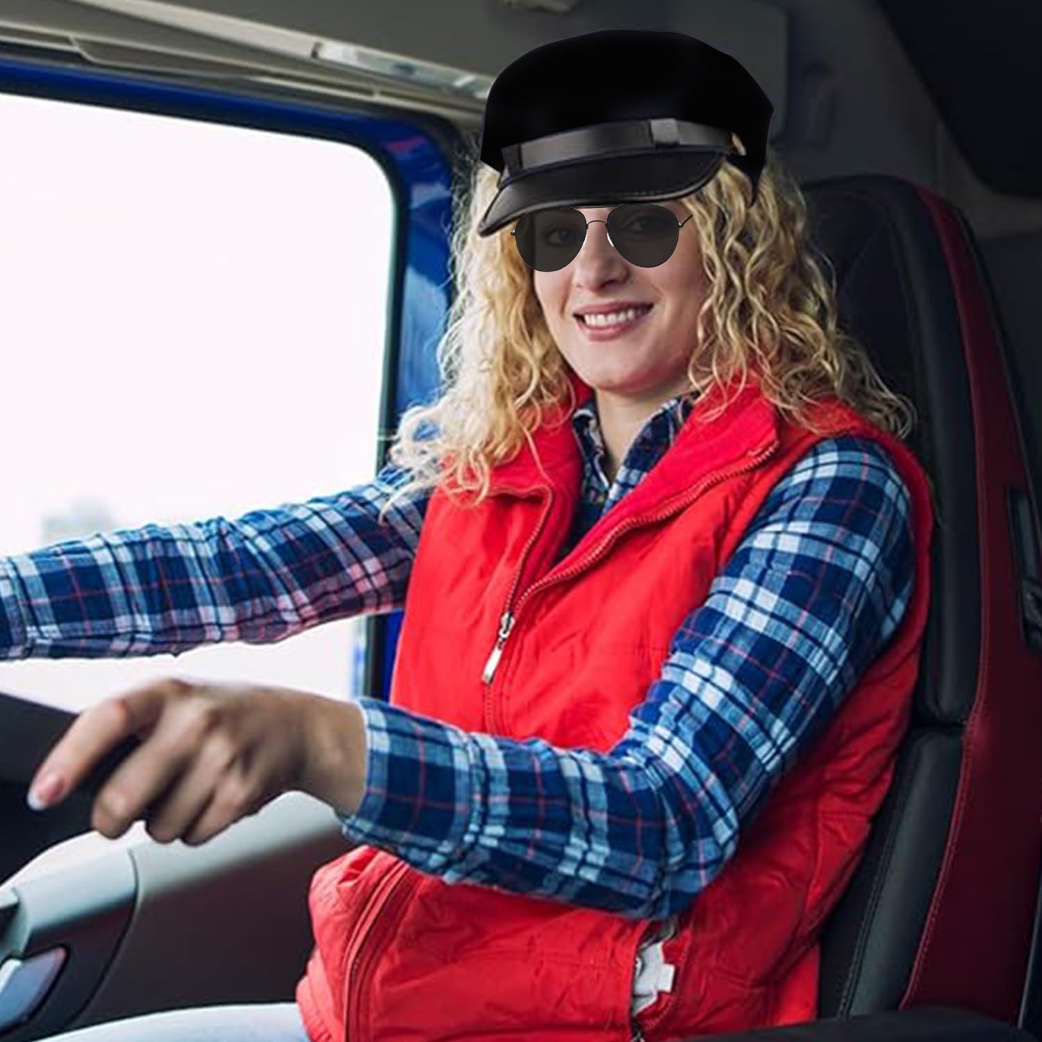 Bohue 2pcs Chauffeur Costume Accessories Unisex Adults Chauffeur Cap Sunglasses Limo Taxi Driver Fancy Dress for Christmas Halloween Disco Theme Party Accessories - Image 4