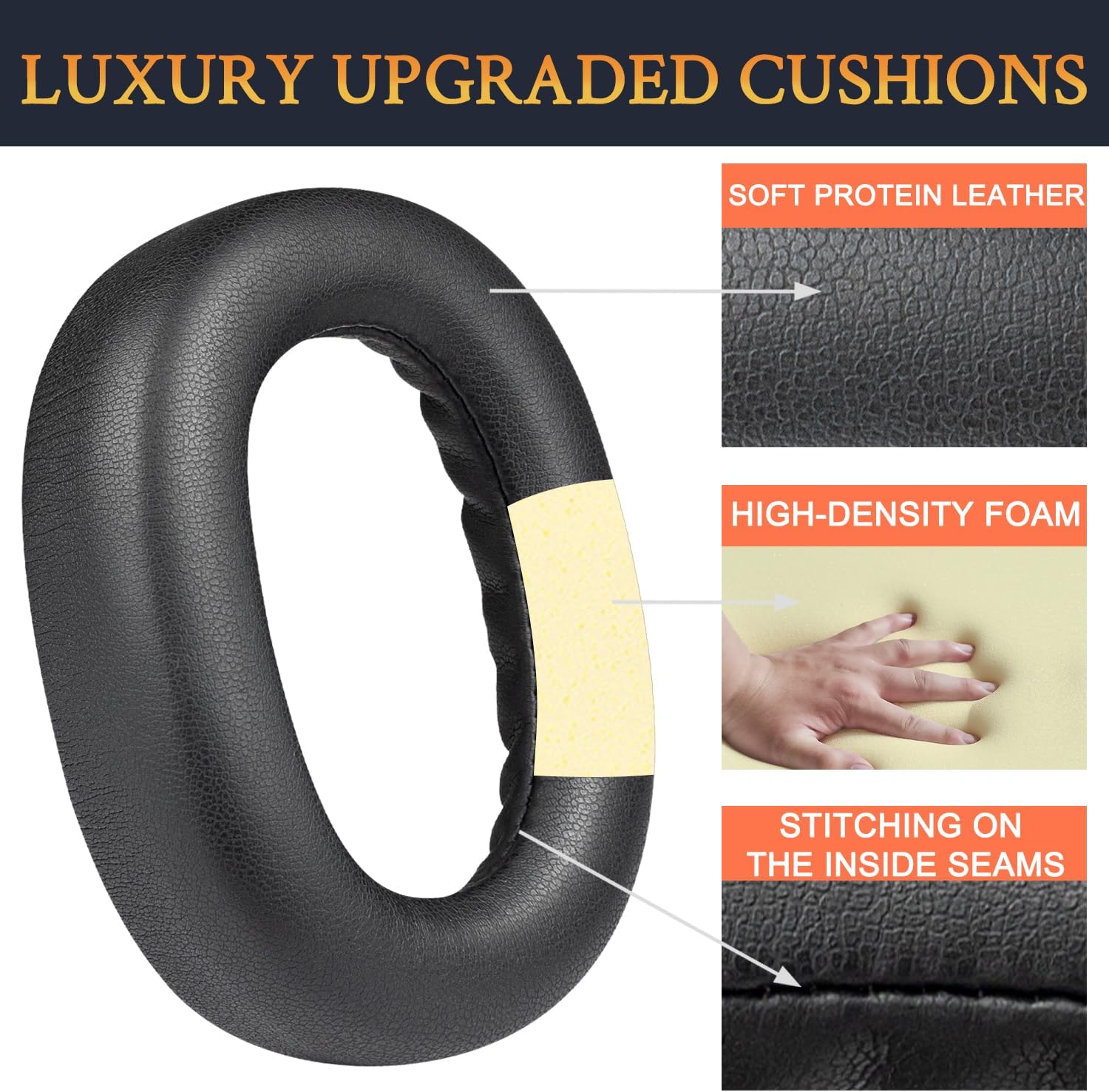 SOULWIT Earpads Replacement for Jabra Evolve2 85 UC/Evolve 2 85 MS Wireless Headset (Do Not fit Elite 85H), Ear Pads Cushions with Softer Protein Leather, Noise Isolation Foam - Black