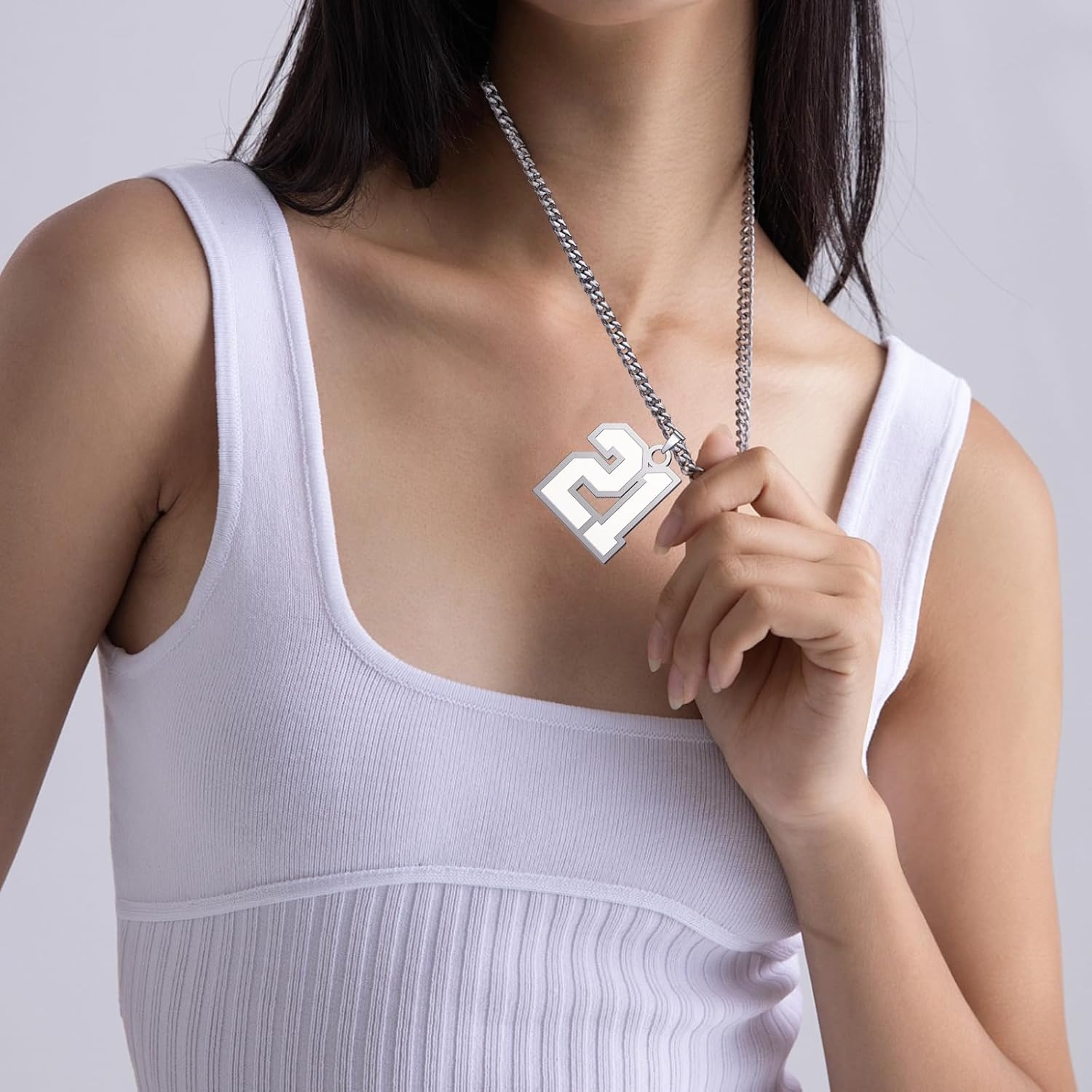 CaJoYo 64 Silver Number Necklace for Men Athletes Jersey Number Necklace Sports Basketball Baseball Football Soccer Charm Pendant Inspiration Jewelry Stainless Steel - Image 2