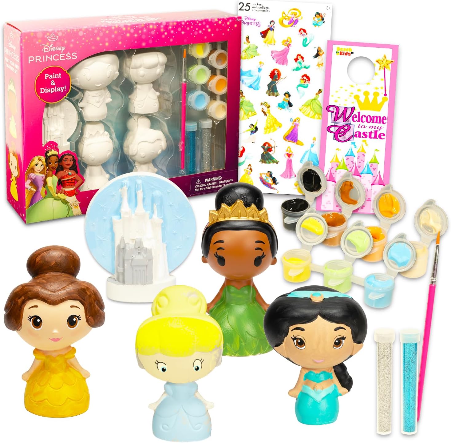Disney Princess Paint Your Own Figurines Set for Kids - Bundle with DIY Painting Set Featuring Princesses Plus More | Paint Your Own Princess Figures for Girls