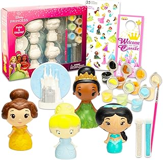 Disney Princess Paint Your Own Figurines Set for Kids - Bundle with DIY Painting Set Featuring Princesses Plus More | Paint Your Own Princess Figures for Girls