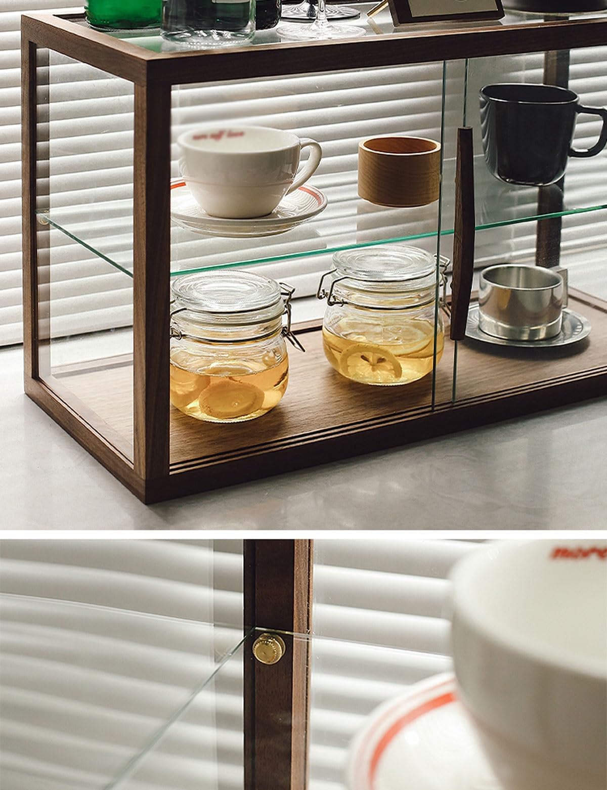 Vitrina de madera para panadería con encimera de vidrio transparente, ideal para repostería y exhibiciones coleccionables