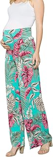 Women's Maternity Casual Bohemian Damask Palazzo Pants W/Tummy Control