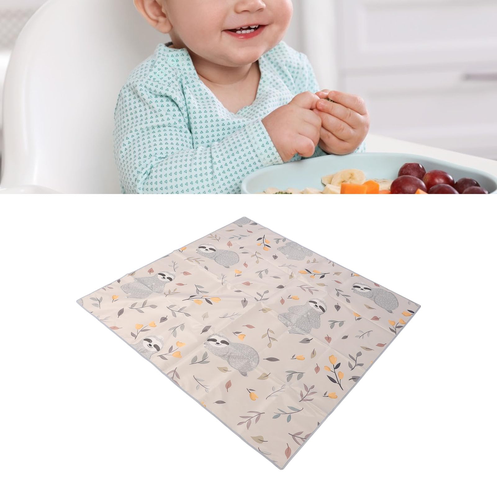 FTVOGUE Mata do Rozlania Dziecka, Antypoślizgowa Tkanina Oxford Pod matę do Wysokiego Krzesła, Przenośna Mata Zabawy 130x130 Cm Użytku w Domu i na Pikniku
