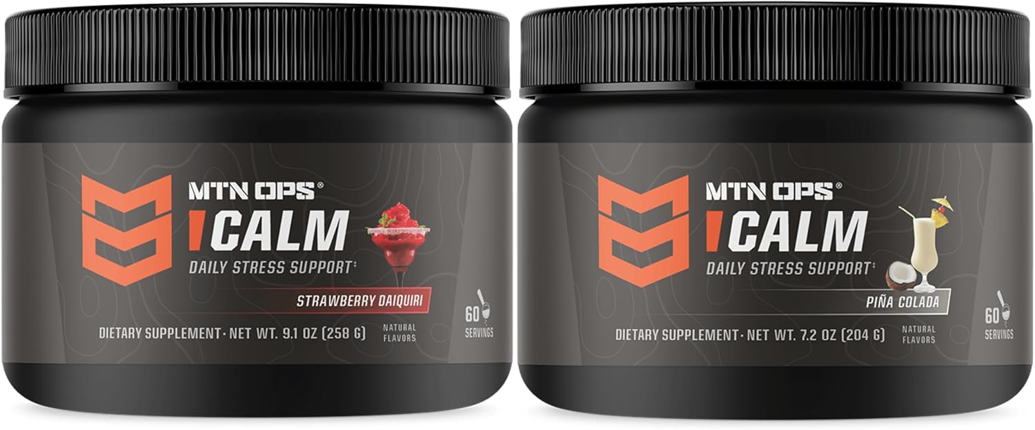 MTN OPS Calm Stress Support Powder Drink Mix 2-Pack, Ashwagandha, L-Theanine & Magnesium for Relaxation, Mood & Focus