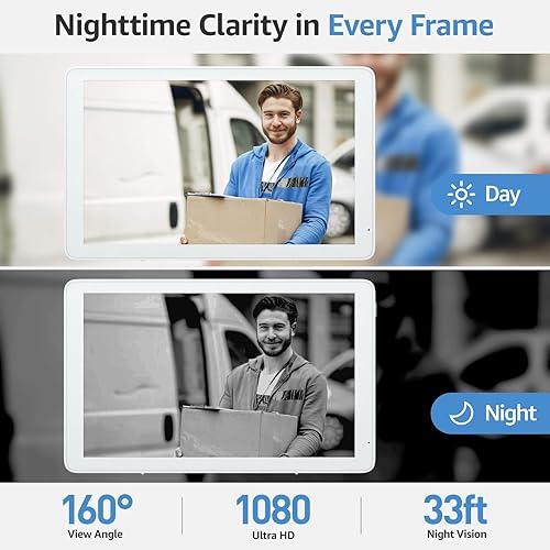 Miniatura 4 de Timbre de puerta de video inalámbrico con cámara y monitor, cámara de timbre HD 1080P con monitor de pantalla táctil de 8 pulgadas, detección de