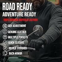 Vista 4 de Armor Biker - Chaleco ajustable de cuero para hombre, color negro