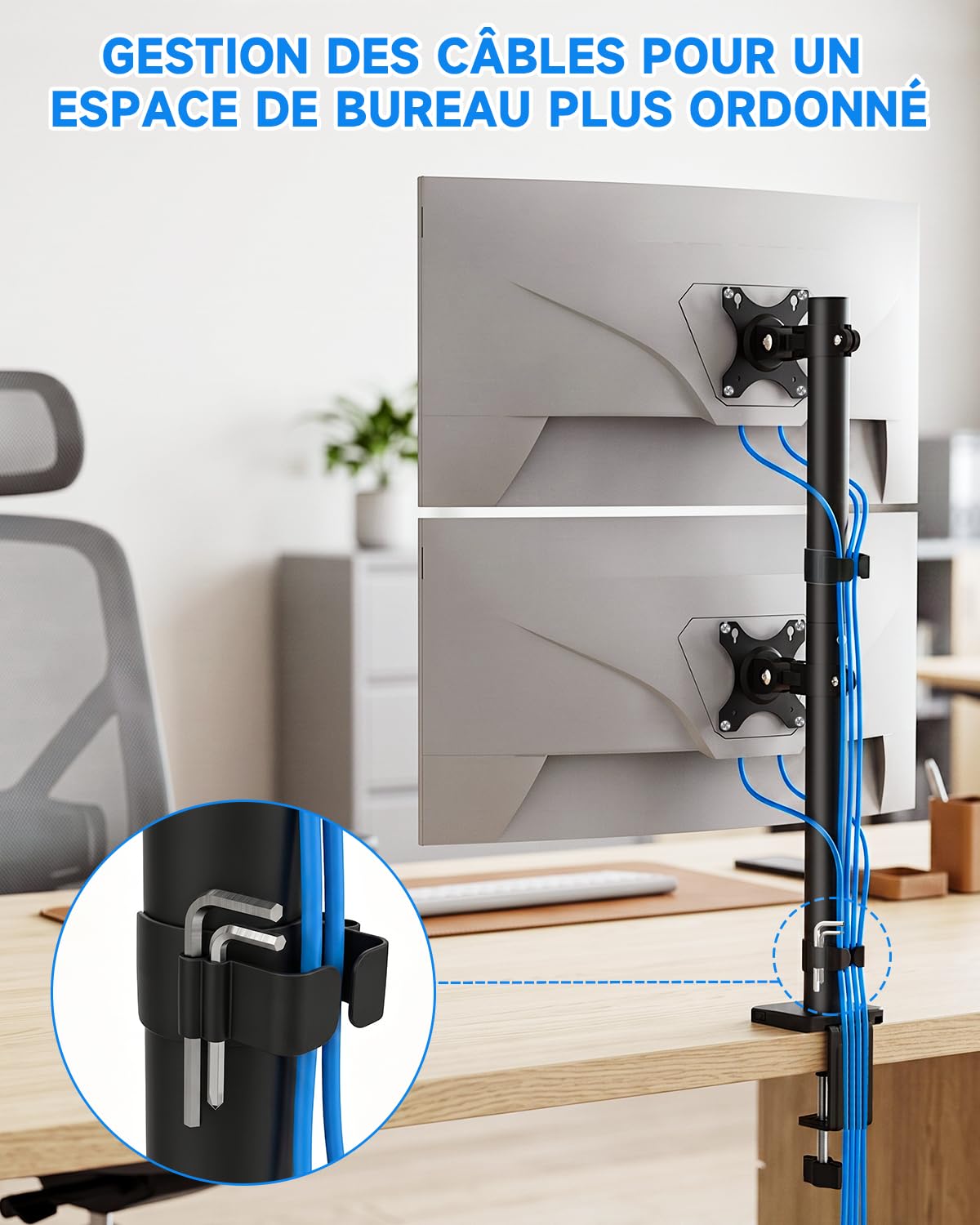 RFIVER Support Vertical Double écran pour écran Plats/incurvés 13-35 Pouces