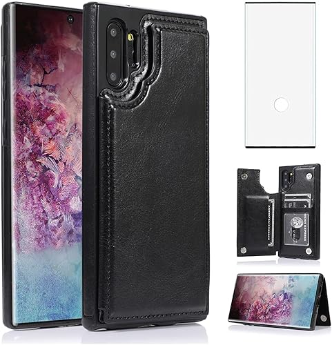 NKECXKJ Funda tipo cartera diseñada para Samsung Galaxy Note 10 Plus10+, de piel sintética, con protector de pantalla, tarjetero y soporte, a prueba