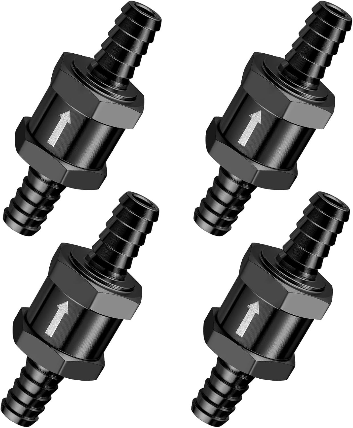 EVIL ENERGY 3/8" Fuel Check Valve One Way Inline Non Return Diesel Gasoline Black (10mm OD, 4PCS)