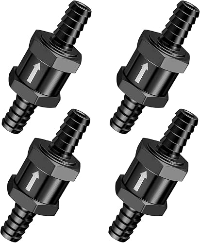 EVIL ENERGY Válvula de combustible de 1/2" de una vía en línea antirretorno Diesel Gasolina Negra (12mm DE, 4 piezas) Negro -,Plateado