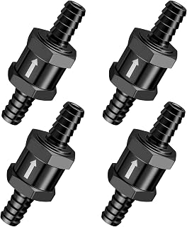 EVIL ENERGY 5/16" Fuel Check Valve One Way Inline Non Return Diesel Gasoline Black (8mm OD, 4PCS)
