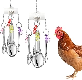 2 Packs Chicken Toys for Coop Chicken Enrichment Toys Pecking Chew Chick Toy Hanging Chick Toy with Colorful Decor and Shining Bells Accessories for Chckens Ducks Geese Birds Parrots