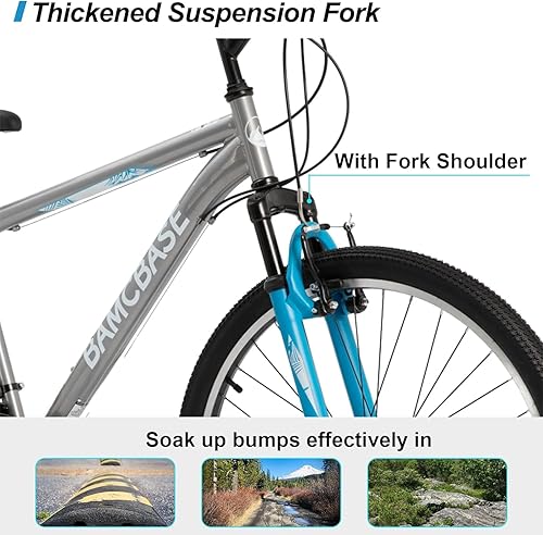 Miniatura 3 de Hiland - Bicicleta de montaña de 26 pulgadas, para hombre y mujer, con 21 velocidades, marco de acero de alto carbono, bicicleta de montaña