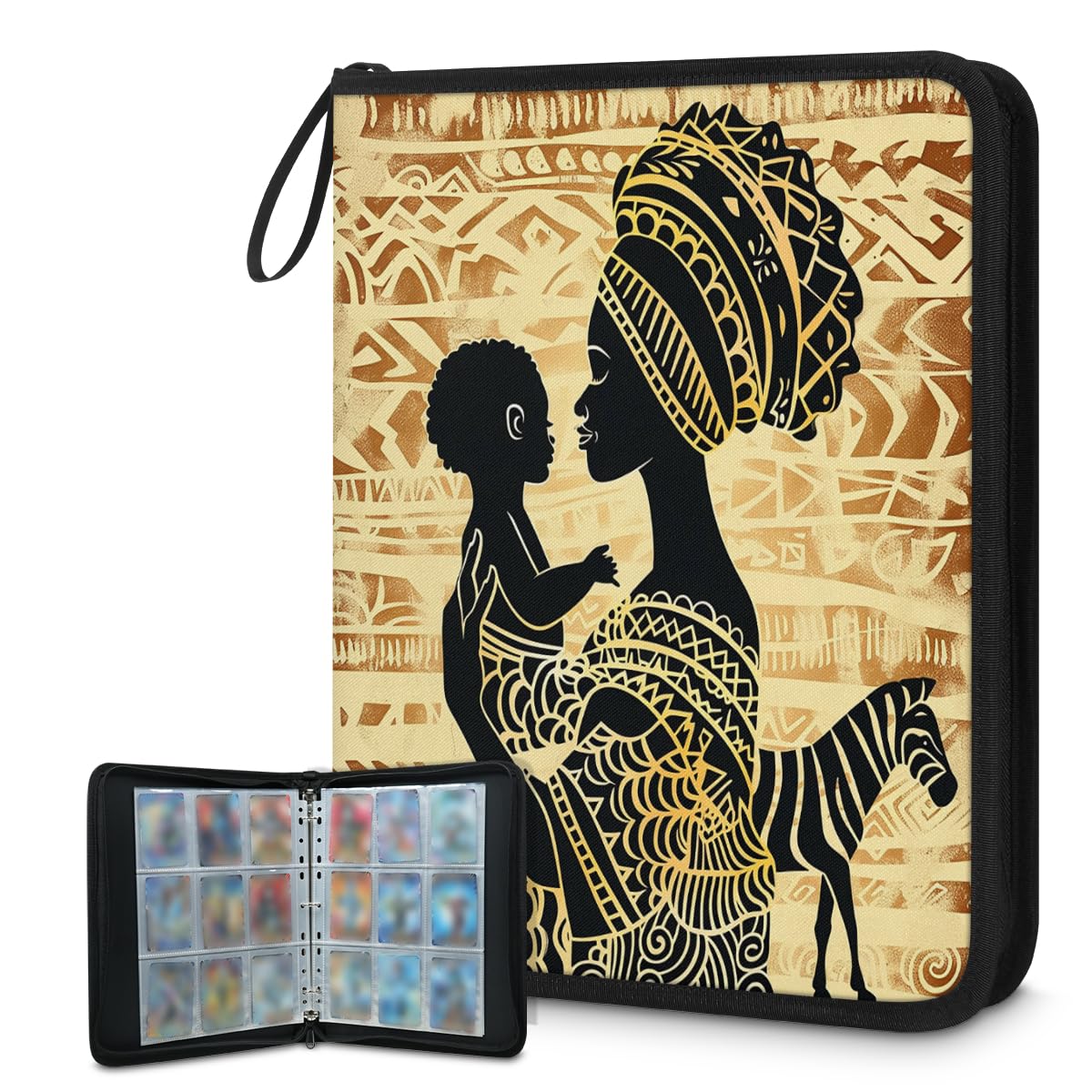 Raccoglitore per carte con 9 tasche, 900 tasche, con chiusura a cerniera (donne africane)