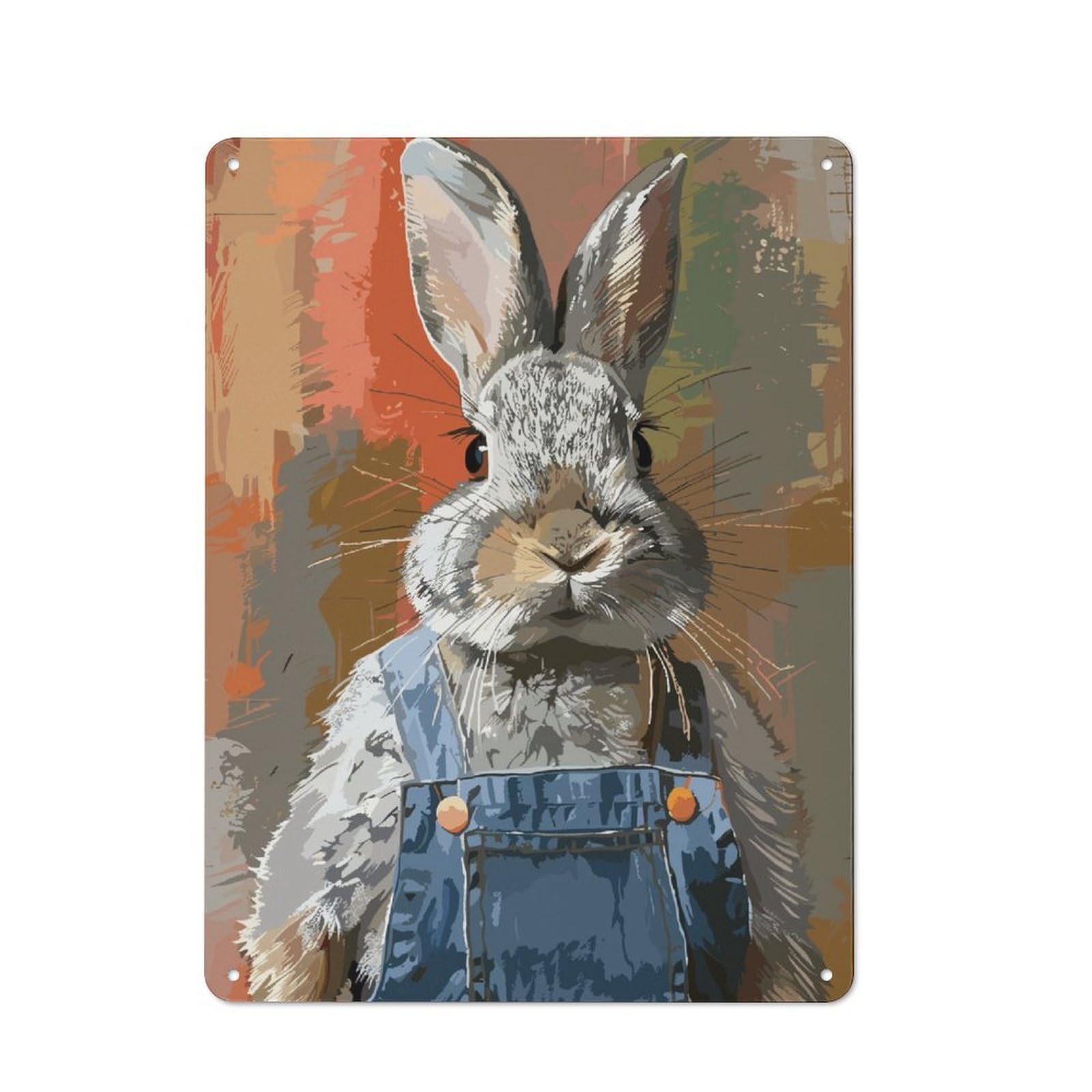 Junmoney Bunny Fashion Tin Wall Plaque 40X30cm With For Living Room Or Hallway, A Decorative Christmas Gift For Hallway Decor Fans