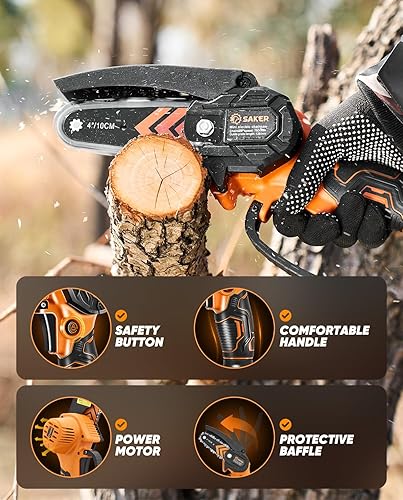 Miniatura 4 de Saker Mini Motosierra, 2025 Nueva Mejora Motosierras Eléctricas Portátiles Inalámbricas, Motosierra de Mano Pequeña Tijeras de Poda para Ramas de