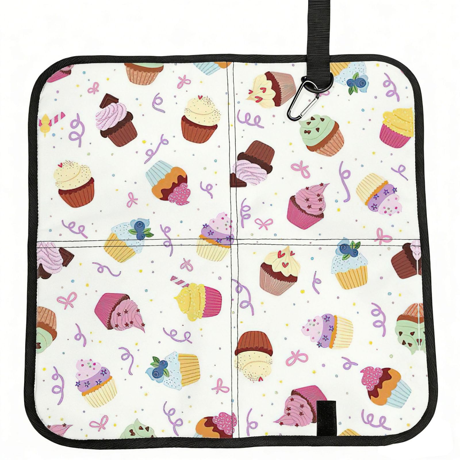 eeprty Delicious Cupcakes Printed Portable Seat Cushion Strap, Foldable Pad for Stadium Bleachers Hiking Travel