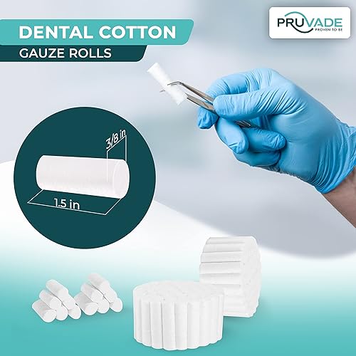 Miniatura 2 de Pruvade Rollos de gasa dental, paquete de 2000, rollos de algodón, tapones de sangrado nasal súper absorbentes, algodón enrollado de 1.5 pulgadas